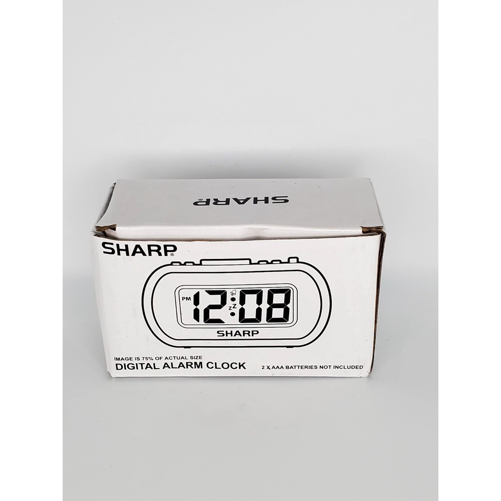 Sharp Digital Alarm Clock With Blue LED Backlight Rubberized‎ Case Battery Power - Picture 3 of 7